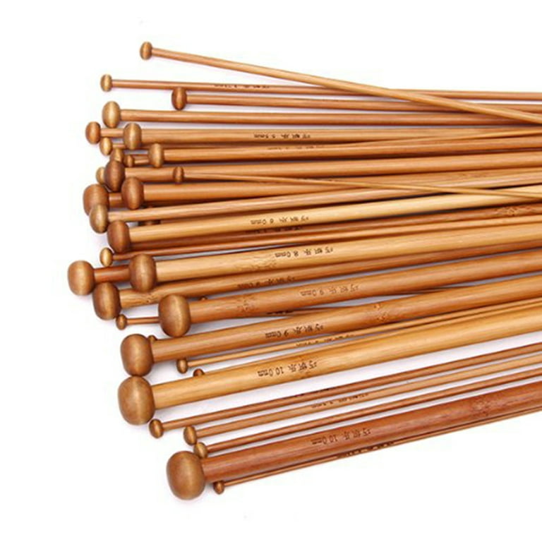 36 Pcs Single Pointed Smooth Premium Carbonized Brown Bamboo Knitting  Needles Set with 18 Different Sizes 2mm-10mm