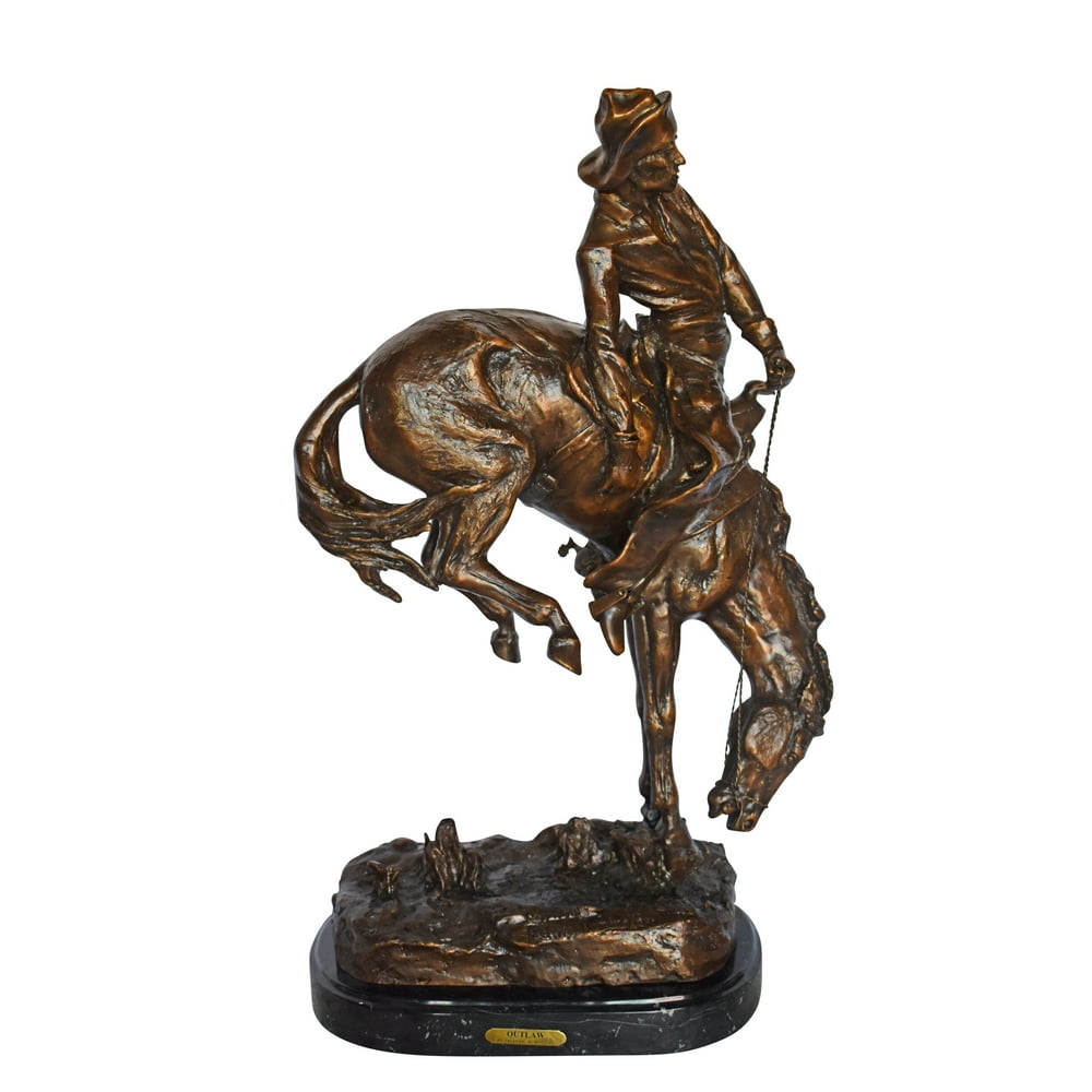 Outlaw by Remington Bronze Statue Replica Size 18"L x 10"W x 32"H