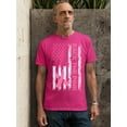 thumbnail image 2 of Breast Cancer Back The Pink American Flag US Unisex Men's T-shirt, 2XL, Cyber Pink, 2 of 4