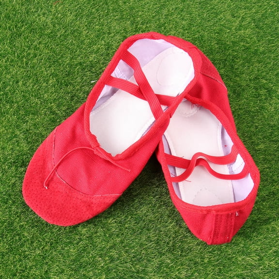 COMPUKAS Red Yoga Dance Shoes 1 Pair with Anti- Sole and Comfortable Elastic Band Design