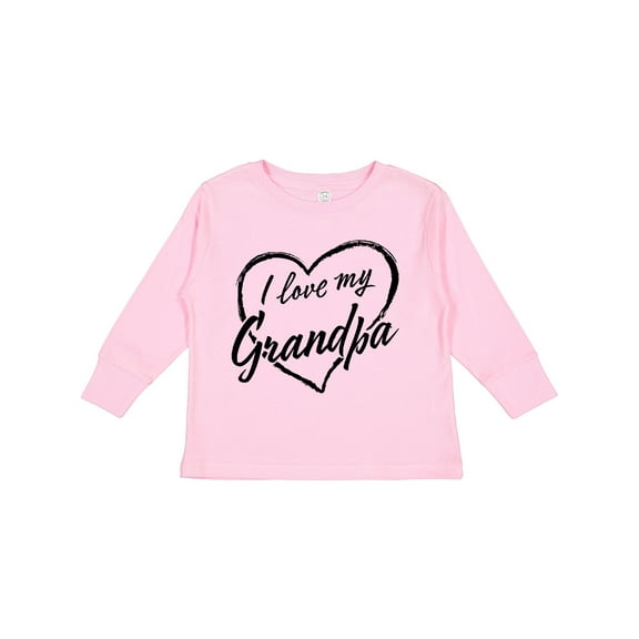 Inktastic I Love My Grandpa in Black Chalk Heart Boys or Girls Long Sleeve Toddler T-Shirt