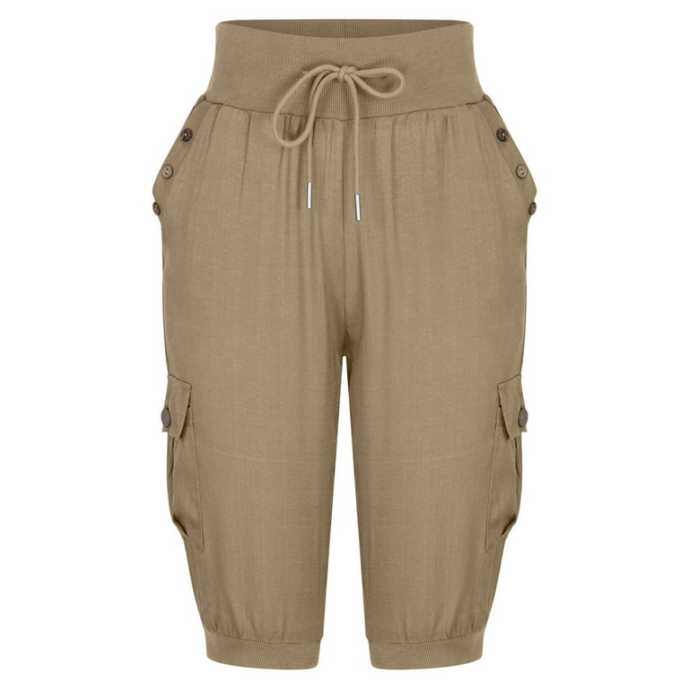  Moosehill Women's-Cargo-Capris-Pants High Waist