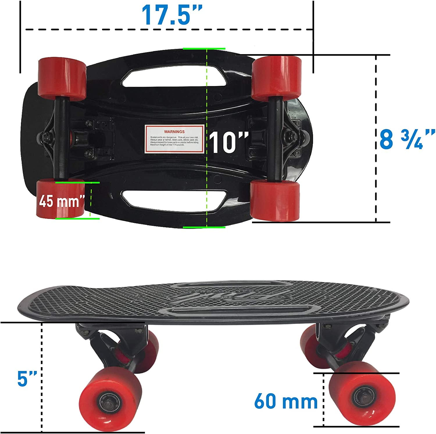 SK8MEMO Mini Skateboard, Mini Cruiser Skateboard for Beginners