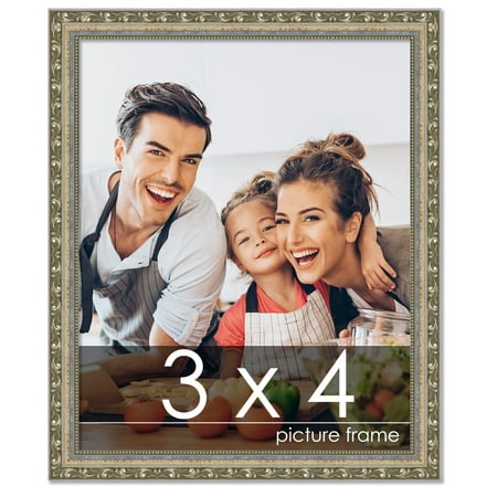 3x4 Silver Wood Picture Frame - UV Acrylic, Foam Board Backing, Hanging Hardware