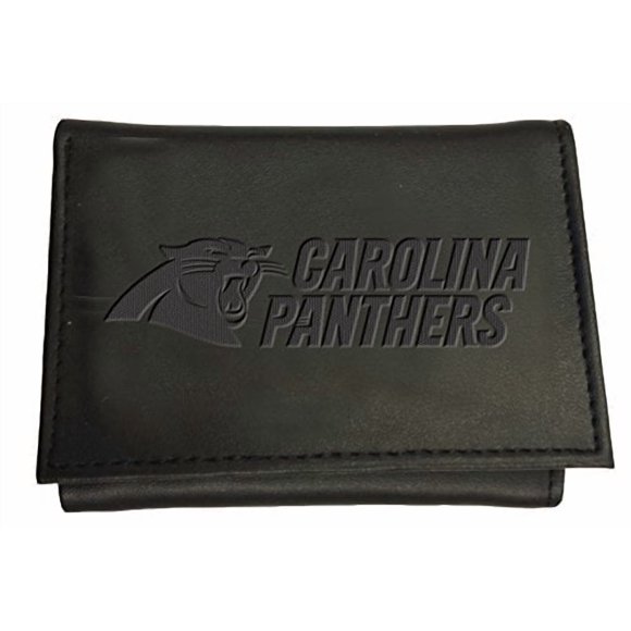 Team Sports America NFL Carolina Panthers Portefeuille Noir / Pliable en Trois / Logo Estampé sous Licence Officielle / en Cuir / Organiseur d'Argent et de Cartes / Boîte Cadeau Incluse