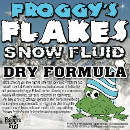 1 Gallon - DRY Snow Juice Machine Fluid - Froggys Flakes (50-75 Foot Float / Drop) Low Residue Formula