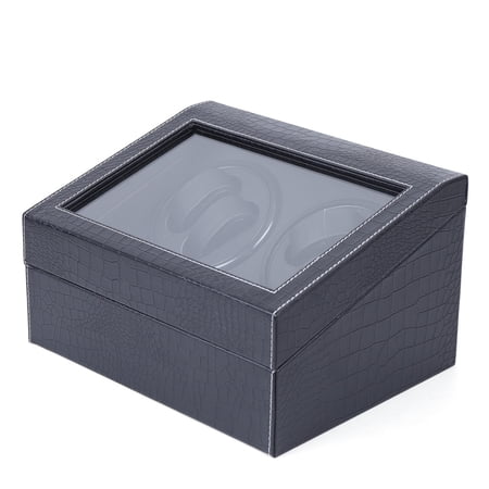 Autrinix PU 4+6 Automatic Watch Winder with Stylish Design, Holds and Displays 4 Watches While Storing 6, Perfect Gift for Watch Enthusiasts
