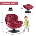 thumbnail image 3 of Comfort Stretch Velvet Swivel Accent Chair with Ottoman Round Reading Chair with Foot Stool Set Burgundy, 3 of 7