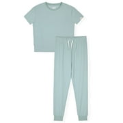 Sleep On It Boys 2-Piece Textured Jersey Short-Sleeve Jersey Pajama Pants Set - Green , 12-14