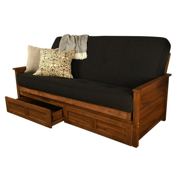 Kodiak Furniture Lexington Storage Futon in Weathered Brown w/ Black Mattress