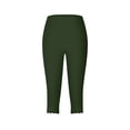 thumbnail image 5 of Capri Leggings for Women Summer Casual Elastic High Waist Wave Hem Workout Yoga Cropped Capris Pants, 5 of 6