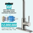 thumbnail image 4 of Kitchen Faucet with Pause Button, High Arc Single Handle Kitchen Sink Faucets with Pull Down Sprayer, Premium Brushed Nickel with Deck Plate Suit to 1 or 3 Holes, 4 of 8