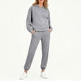thumbnail image 4 of Women's 2 Piece Outfits Casual Long Sleeve Hoodies Baggy Straight Leg Sweatpants Lounge Workout Tracksuits Light Gray S, 4 of 7
