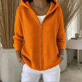 thumbnail image 2 of Sewkxo Womens Zip up Hooded Cardigan Knitted Hoodies Raglan Sleeve Sweaters Jacket Outerwear,Orange M, 2 of 3
