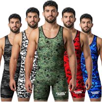 Exxact Sports Digital Camouflage Men's Wrestling Singlet, High-Performance Powerlifting Singlet, Wrestling Singlets for Men (A2XL, Green Camo)