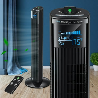FOHERE Tower Fan, 36" Oscillating Tower Cooling Fan with Remote Control, 12-Hour Timer and Sleep Mode, Portable Stand up Floor Bladeless Fan (Black)