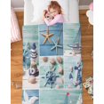 thumbnail image 5 of Baby Blankets Fleece Plush Throw Fuzzy Lightweight Super Soft Microfiber Flannel Blankets for Toddler and Kids Seashells on Wooden Planks Lighthouse, Sailing Boats and Marine Items 30"x40", 5 of 6