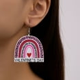 thumbnail image 3 of 1 Pair Women Color Contrast Love Letter Print Earrings - Pink Series Hook Earrings, Romantic Valentine's Day Drop Earrings, 3 of 8