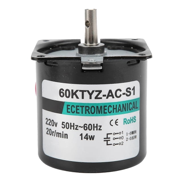 AC Synchronous Motor 14W Permanent Magnet Slow Speed 2-Way High Torsion Central Shaft XD60KTYZ20rpm/min AC220V
