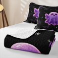 thumbnail image 4 of Erosebridal Kawaii Ghost Quilt King, Spiderweb Bat King Coverlet Set, Black Blue Violet, 3 Pieces, 1 Bedspread and 2 Pillowcases, 4 of 7