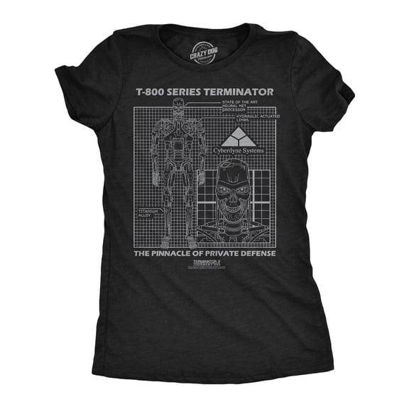 Womens Funny T Shirts T-800 Schematic Retro Terminator 2 Movie Tee For Ladies Womens Graphic Tees