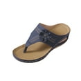 thumbnail image 3 of Xfvqtps Wedge Sandals for Women Flip Flops Flower Decor Arch Support Hollow out Soft Sole Non Slip Comfortable Breathable Casual Summer Walking Flatform Shoes Blue, 3 of 7