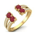 thumbnail image 2 of 0.89 Cts Ruby Glass Filled Front Open 925 Sterling Silver Gold Vermeil Split Shank Engagement Women Mother's Day Gift Ring, 2 of 3