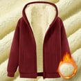 thumbnail image 4 of larppty Women's Winter Sherpa-Lined Warm Casual Solid Long Sleeve Zipper Hooded Jacket With Pockets（Wine，XL）, 4 of 5