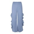 thumbnail image 3 of iOPQO Wide Leg Pants For Women Womens Casual Solid Color Ruffle Edge Slit Loose Wide Leg Trousers Pantspalazzo Pants For Women Pants For Women, 3 of 8