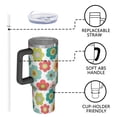 thumbnail image 4 of 40oz Pioneer Flower Floral Print Pattern Insulated Tumbler with Handle, BPA-Free Leak Proof Lid and Straws, Double Wall Vacuum, Hot 12h/Cold 34h, 4 of 6