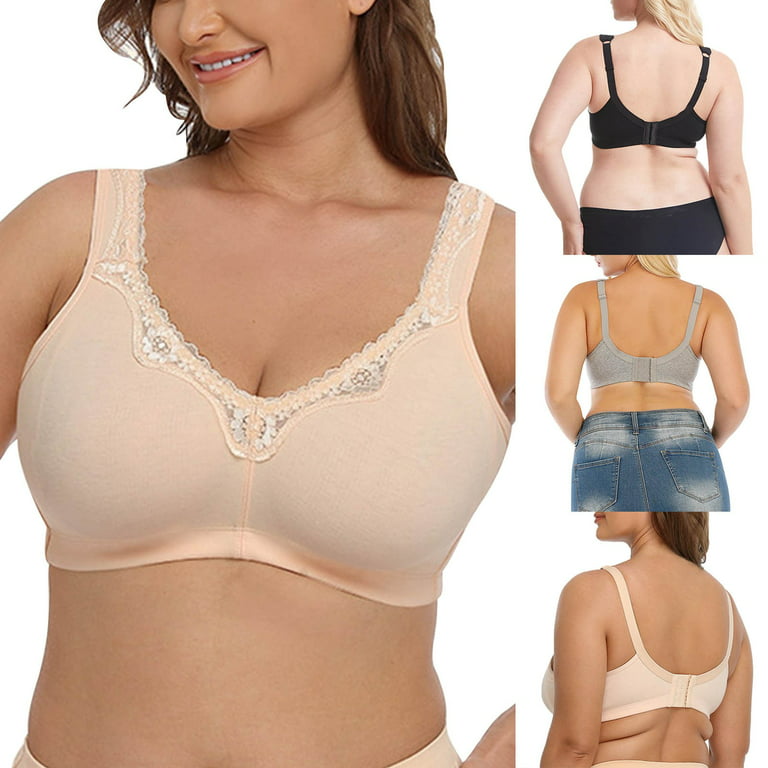 Plus Size 36-50 A B C D Womens Full Cup Non Wired Non Padded Bra Lace  Bralette