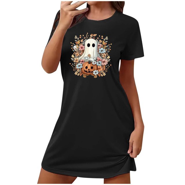 Camisón corto de talla grande para mujer, camisón de manga corta con estampado de pecho a la moda, camisón para mujer