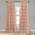 thumbnail image 4 of Ambesonne Fashion Curtains, Squares with Lines Plaid, Pair of 28"x84", Burnt Orange and Yellow, 4 of 4