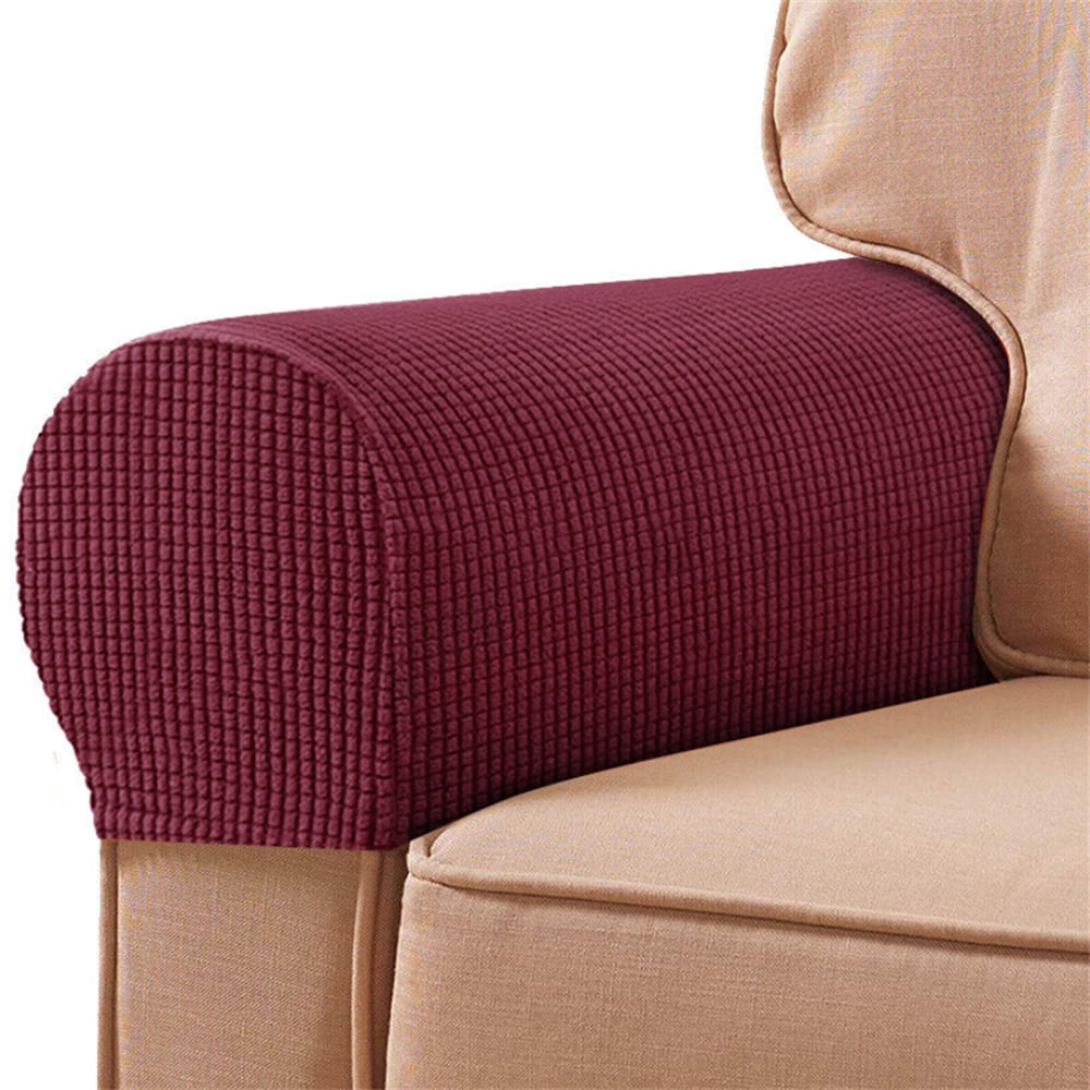 Set of 2 Stretch Armrest Covers Arm Covers for Chairs Couch Sofa Armchair Slipcovers for Recliner Sofa Burgundy