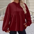 thumbnail image 4 of XFLWAM Womens Hooded Pullover Tops Drawstring Peplum Hem Hoodies Sweatshirts Casual Loose Lantern Long Sleeve Blouse Tops, 4 of 8