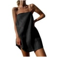 thumbnail image 2 of ICHUANYI Clearance Fashion Women Summer Casual Solid Square-Neck Camis Sleeveless Mini Dress(Black, S) ICHUANYI WER2023081205396, 2 of 6