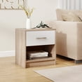 thumbnail image 4 of Costway Modern Nightstand Bedside Table with Drawer Open Storage Shelf for Small Spaces Natural&White, 4 of 10