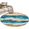 thumbnail image 2 of Ocean Waves Round Living Room Rugs 3.3 ft, Summer Beach Sand Nautical Scenery Washable Area Rug with Non-Slip Sturdy Edge Binding Round Front Door Mat Floor Carpet for Entryway, 2 of 9