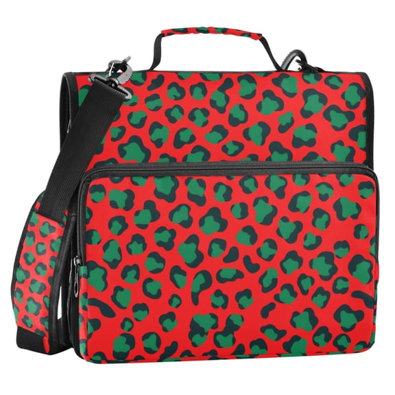 ALAZA Zipper Binder Green Leopard Print 2 in 3 Ring Trapper Keeper 500 Sheet Capacity File Folder Organizer Bag