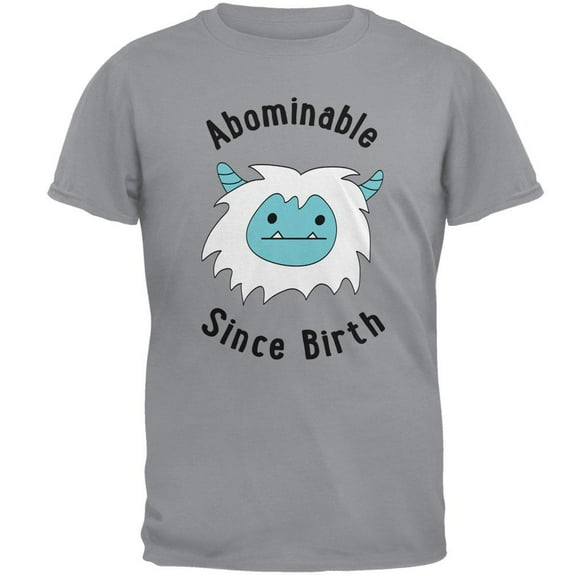 Christmas Abominable Since Birth Yeti Gravel Grey Adult T-Shirt - 2X-Large
