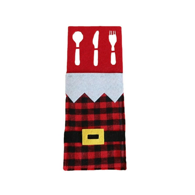 Yuarrent Bolsa de vajilla navideña de 4 piezas, bolsa para cubiertos de Navidad, soporte para cena, organizador de dulces, decoración, Rectangular Kits de decoración para fiestas Tipo 1 Yuarrent HA068281-01B