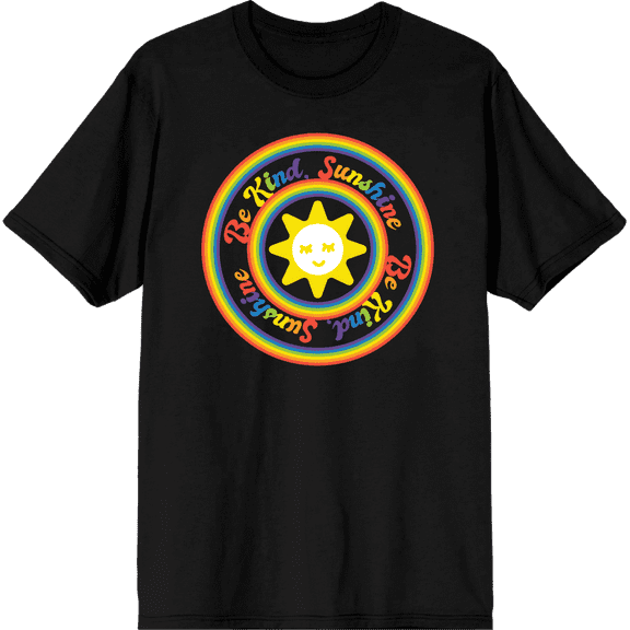 Pride "Be Kind Sunshine" Adult Black Crew Neck Short Sleeve Tee-XS