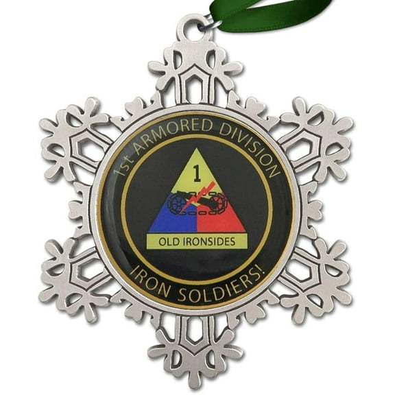 Indiana Metal Craft US Army 1st Armored Division Large Pewter Snowflake Ornament