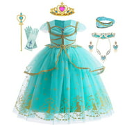 Disney Jasmine Princesse Robe Pour Bébé Filles Fête D'anniversaire Carnaval Cosplay Aladdin Agic Lampe Enfants Robe De Bal Costume Vêtements