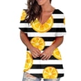 thumbnail image 2 of Hauts d'Été Grande Taille pour Femmes Col Rond Imprimé Manches Courtes T-Shirt Blouse Ample Col en V T-Shirt Femmes en Solde, 2 of 5