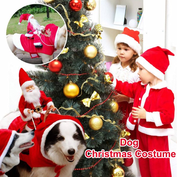 Disfraz Navideño para Perros XWSHYW Papá Noel Montando a Caballo S - XXL