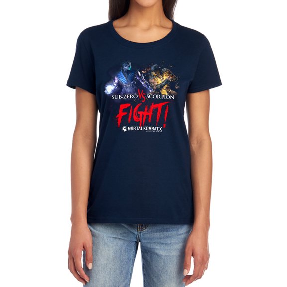 Mortal Kombat X Fight Women's T Shirt, Navy, Medium