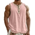 thumbnail image 2 of Vetsdori Mens Sports Tank Tops Muscle Sleeveless Summer Shirts Cotton and Linen Workout Henley Plain Tanks for Men, 2 of 8