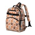 thumbnail image 2 of Football Coffee Cup Orange Pattern Backpack for School, Cute School Bag with Adjustable Shoulder Straps and Padded Back, 15.25"x11.5"x5.25", 2 of 5