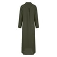 thumbnail image 5 of Shirt Dresses for Women Cotton Linen Long Sleeve Button Down Collared Loose Fit Flowy Maxi Dress with Pockets, 5 of 5